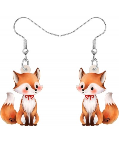 Cartoon Fox Earrings Foxes Dangle Cute Animals Jewelry Gifts for Women Girls Fox F $7.66 Earrings