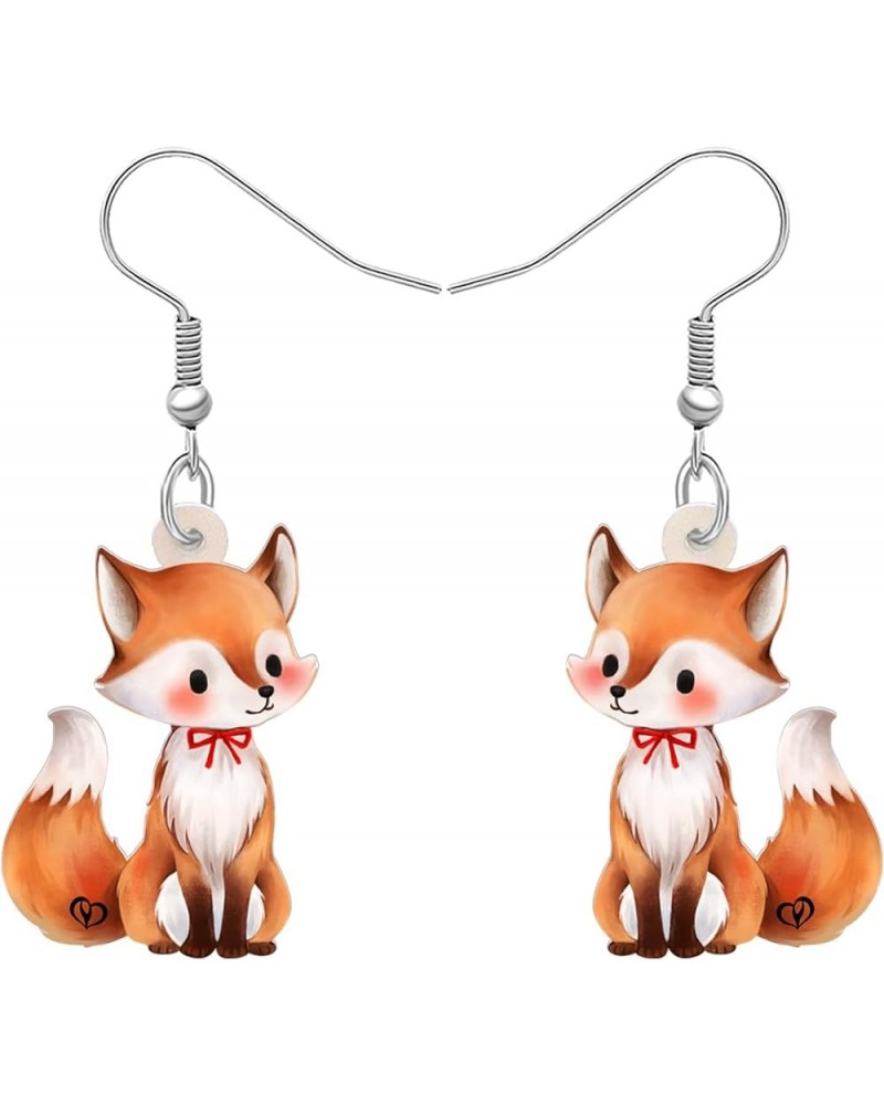 Cartoon Fox Earrings Foxes Dangle Cute Animals Jewelry Gifts for Women Girls Fox F $7.66 Earrings