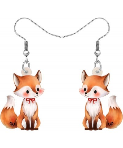 Cartoon Fox Earrings Foxes Dangle Cute Animals Jewelry Gifts for Women Girls Fox F $7.66 Earrings