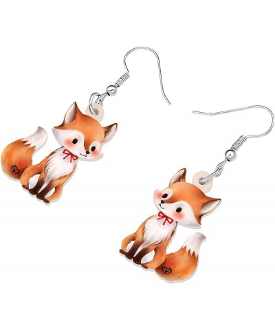 Cartoon Fox Earrings Foxes Dangle Cute Animals Jewelry Gifts for Women Girls Fox F $7.66 Earrings