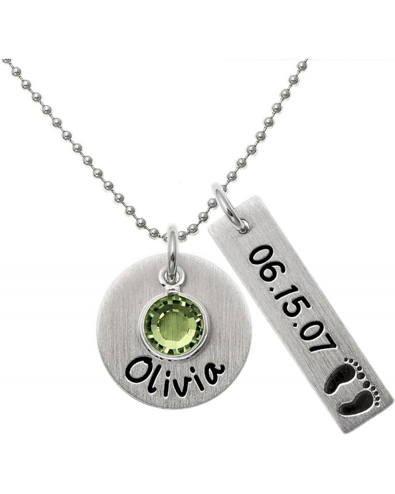 Personalized Let's Celebrate Necklace. Customize a Sterling Silver Disc and, Rectangle Disc and Birthstone. Choice of Sterlin...