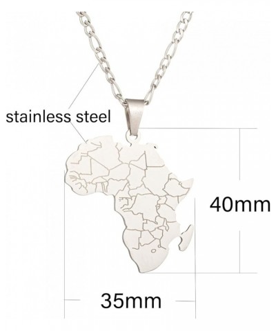 18K Gold Plated Stainless Steel Africa Map Pendant Necklace for Women Men Hiphop Flat Figaro Stainless Steel Necklace Chain c...