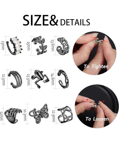 9 Pcs Vintage Cuff Earrings Set for Women No Piercing Cubic Zirconia Sparkling Cartilage Ear Cuffs Frog Butterfly Clip on Wra...