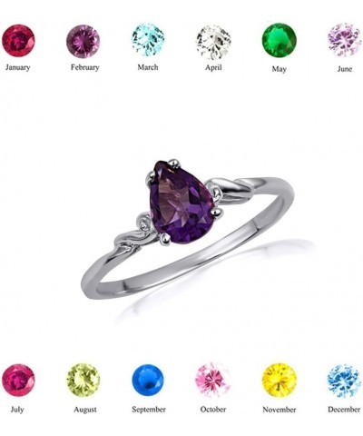 Modern Sterling Silver Pear-Cut Personalized Birthstone Ladies Ring May Birthstone $29.25 Rings