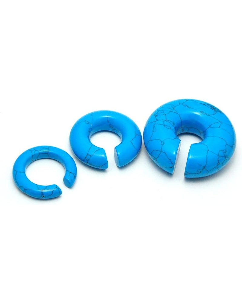 Pair of Turquoise Stone Hoop Ear Weights (STN-676) 0g (8mm) $15.22 Earrings