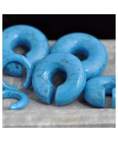 Pair of Turquoise Stone Hoop Ear Weights (STN-676) 0g (8mm) $15.22 Earrings