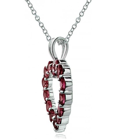 Sterling Silver Genuine, Created or Synthetic Gemstone Open Heart Necklace for Women Girls Bridesmaids January - Garnet $16.0...