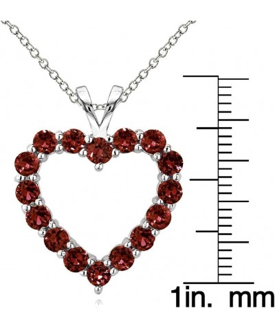 Sterling Silver Genuine, Created or Synthetic Gemstone Open Heart Necklace for Women Girls Bridesmaids January - Garnet $16.0...