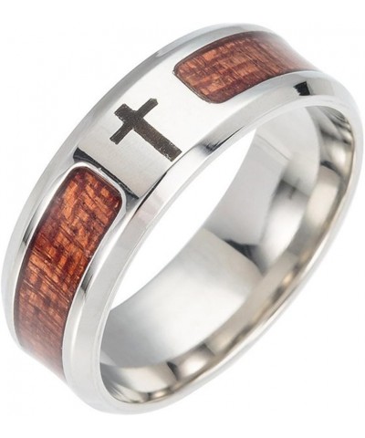 Engagement Love Rings Wedding Bands Unisex Wood Inlaid Stainless Steel Tree of Life Cross Finger Ring Jewelry Gift for Women/...