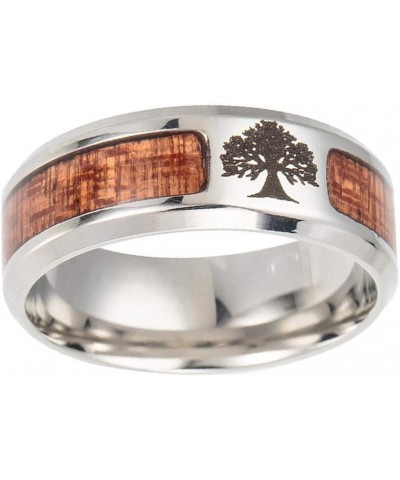 Engagement Love Rings Wedding Bands Unisex Wood Inlaid Stainless Steel Tree of Life Cross Finger Ring Jewelry Gift for Women/...