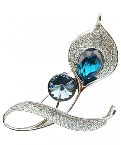 Crystals Brooch "Blue Enchantress” Platinum Plated Elegant Rose Fashion Pin Gift for Women Girls for Clothing Bag Decor - (Bl...