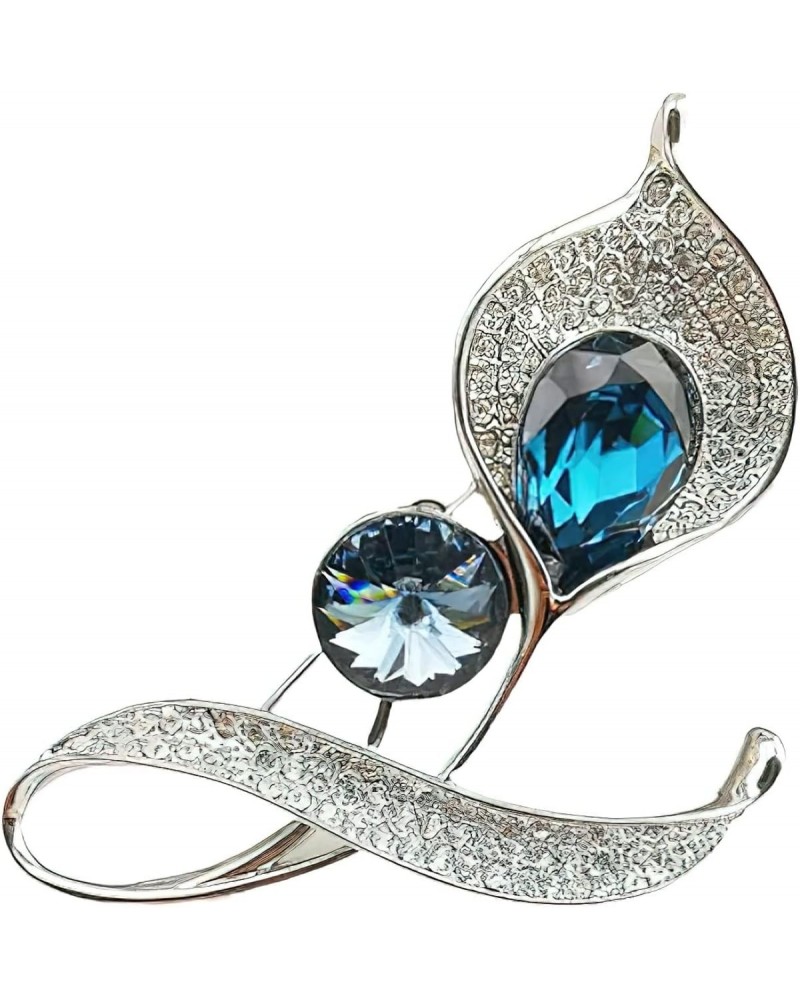 Crystals Brooch "Blue Enchantress” Platinum Plated Elegant Rose Fashion Pin Gift for Women Girls for Clothing Bag Decor - (Bl...