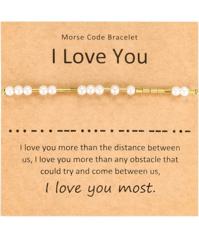 I Love You Morse Code Bracelet Morse Code Bracelets for Women Inspirational Gifts for Women Gold $6.15 Bracelets