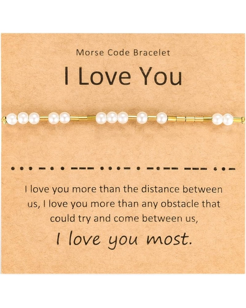 I Love You Morse Code Bracelet Morse Code Bracelets for Women Inspirational Gifts for Women Gold $6.15 Bracelets