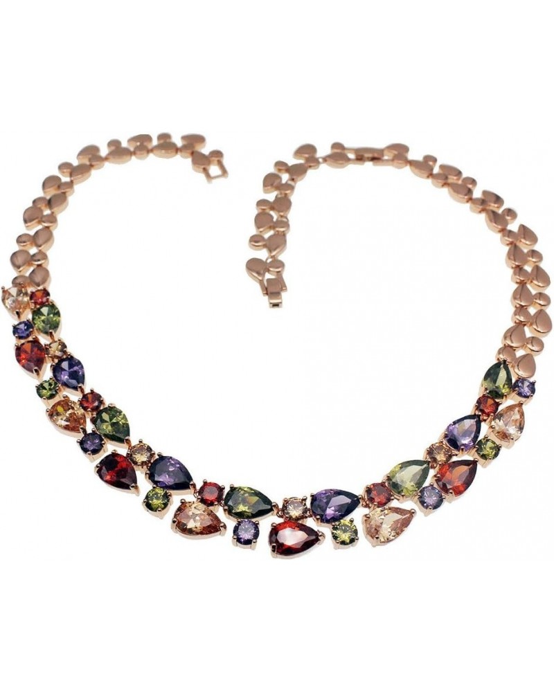 Rose Gold Multi Gemstone Jewelry Sets for Women,Sparkling Garnet Amethyst Morganite Peridot Topaz Necklace $17.45 Rings