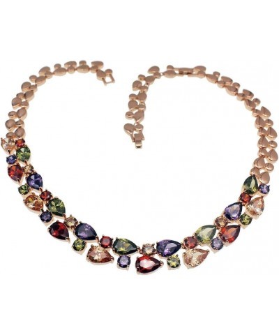 Rose Gold Multi Gemstone Jewelry Sets for Women,Sparkling Garnet Amethyst Morganite Peridot Topaz Necklace $17.45 Rings