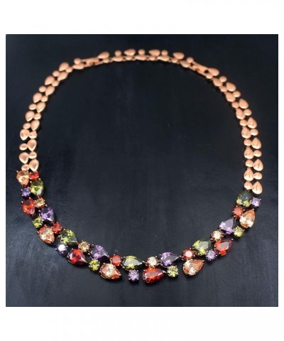 Rose Gold Multi Gemstone Jewelry Sets for Women,Sparkling Garnet Amethyst Morganite Peridot Topaz Necklace $17.45 Rings