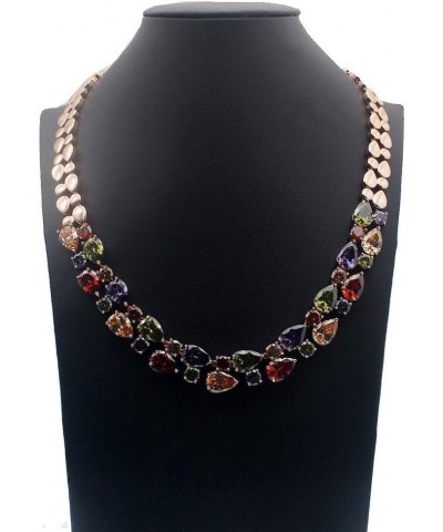 Rose Gold Multi Gemstone Jewelry Sets for Women,Sparkling Garnet Amethyst Morganite Peridot Topaz Necklace $17.45 Rings