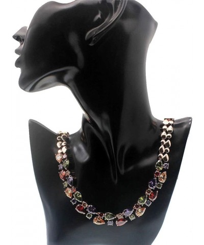 Rose Gold Multi Gemstone Jewelry Sets for Women,Sparkling Garnet Amethyst Morganite Peridot Topaz Necklace $17.45 Rings