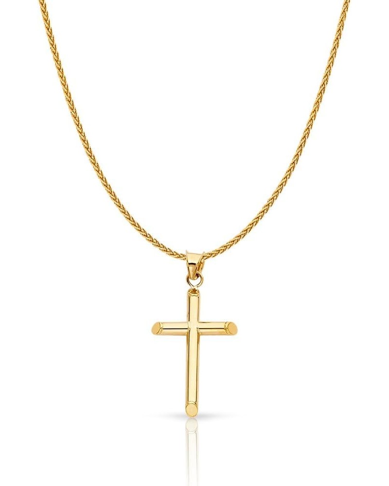 14K Yellow Gold Classic Cross Charm Pendant with 1.1mm Wheat Chain Necklace 20.0 Inches $124.74 Necklaces