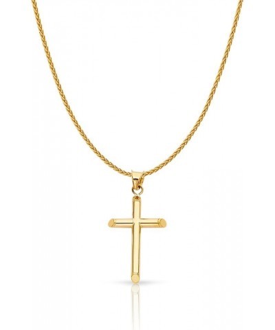 14K Yellow Gold Classic Cross Charm Pendant with 1.1mm Wheat Chain Necklace 20.0 Inches $124.74 Necklaces