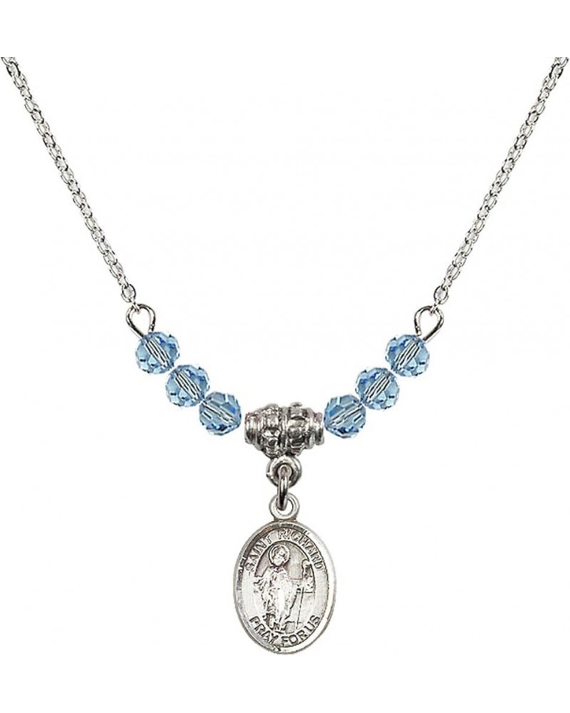 March Birth Month Bead Necklace with Catholic Patron Saint Petite Charm, 18 Inch Saint Richard $26.60 Necklaces