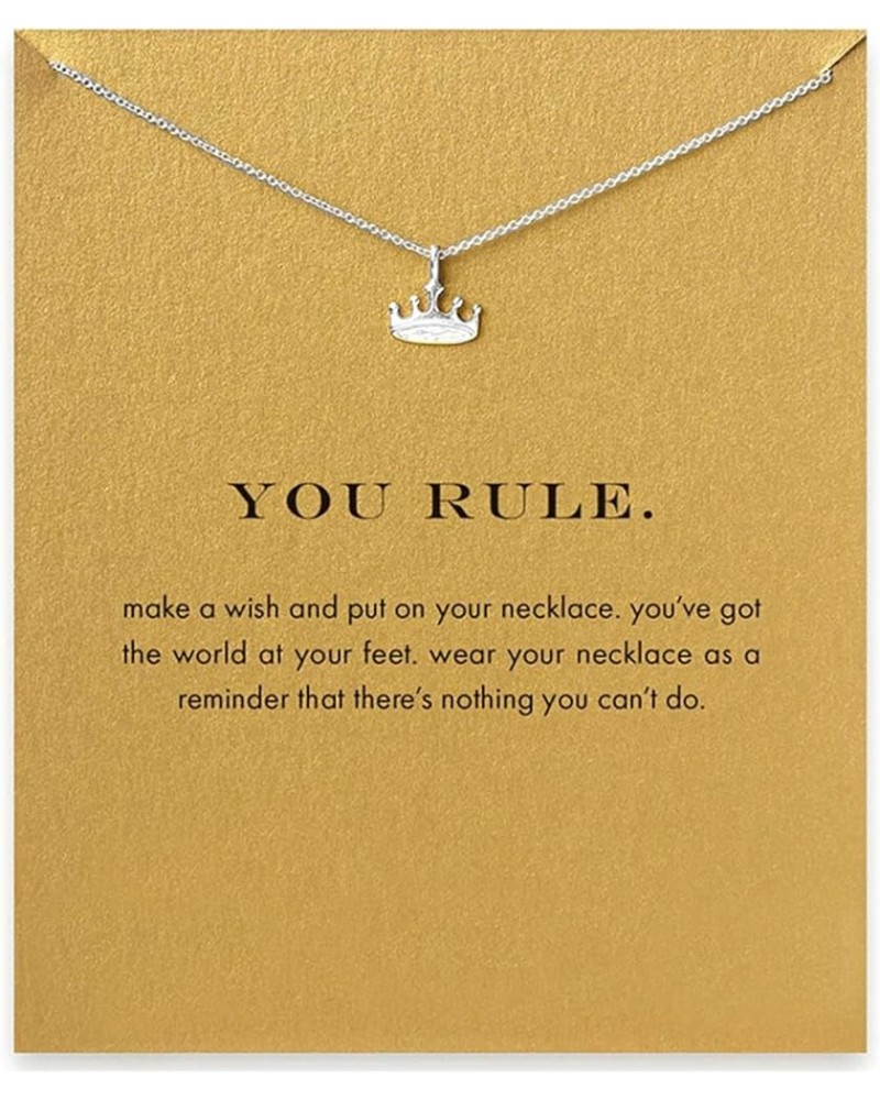 Friendship Anchor Compass Necklace Good Luck Elephant Pendant Chain Necklace with Message Card Gift Card Silver Crown $7.97 N...