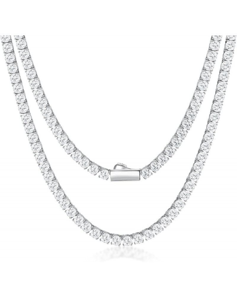 6.84-58.5Carats Moissanite Tennis Necklaces for Women Men Lab Created Diamond Tennis Chain 18K White/Yellow Gold Vermeil Ster...