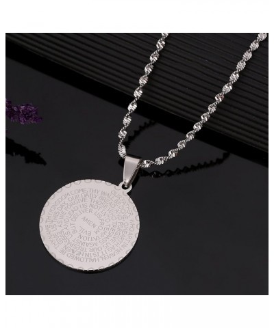 Bible Verse Prayer Necklace Christian Jewelry Stainless Steel Praying Hands Coin Medal Pendant Silver $7.94 Necklaces