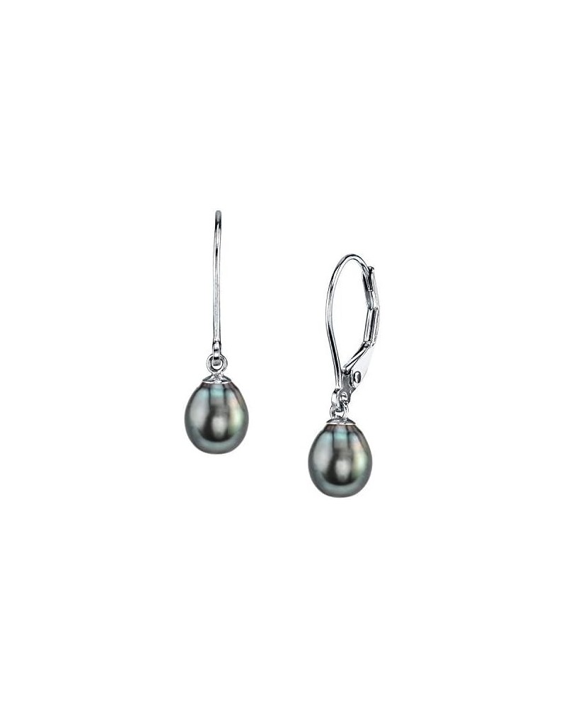 Gold AAA Quality Drop Genuine Black Tahitian South Sea Cultured Pearl Leverback Earrings for Women 10.0-11.0mm $48.24 Earrings