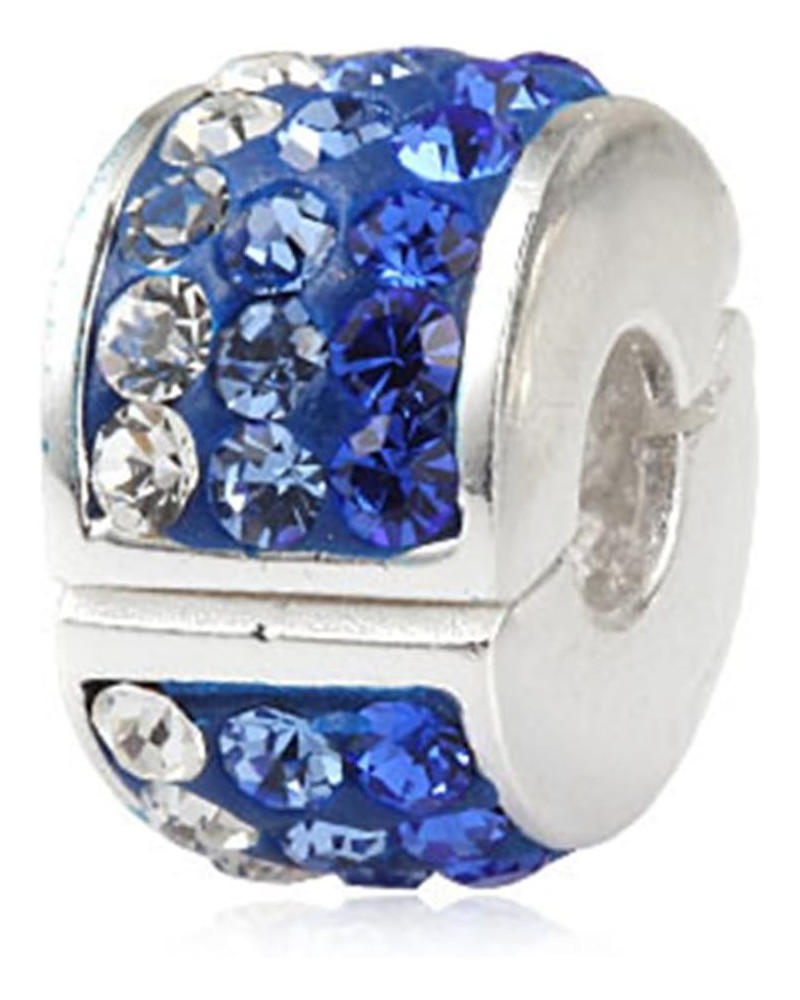 Clip Stopper Charms 925 Sterling Silver Clip Lock Stoppers Beads Crystal Charm for Pandora Bracelets (White) Blue $8.56 Brace...