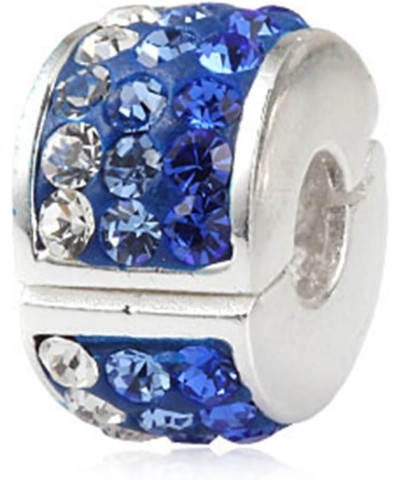 Clip Stopper Charms 925 Sterling Silver Clip Lock Stoppers Beads Crystal Charm for Pandora Bracelets (White) Blue $8.56 Brace...