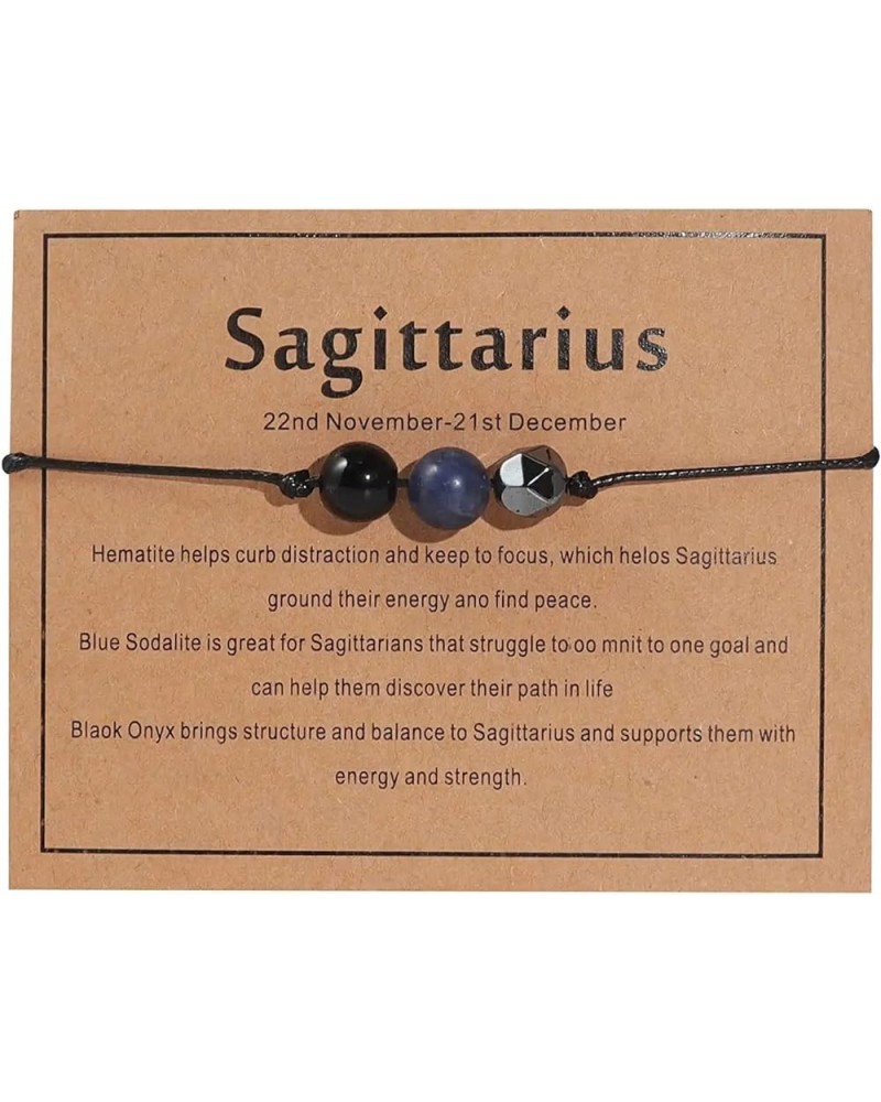 Healing Gemstone Crystal Zodiac Bracelet Natural Stone Horoscope Stretch Bracelets For Women Girls Sagittarius $5.09 Bracelets