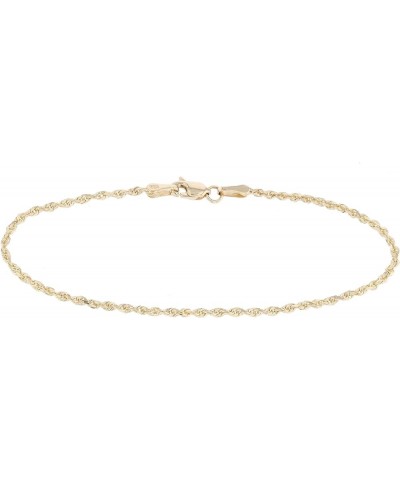 10k Fine Gold 2mm Thin Solid Diamond Cut Rope Chain Bracelet and Anklet 8.0 Inches $52.30 Anklets