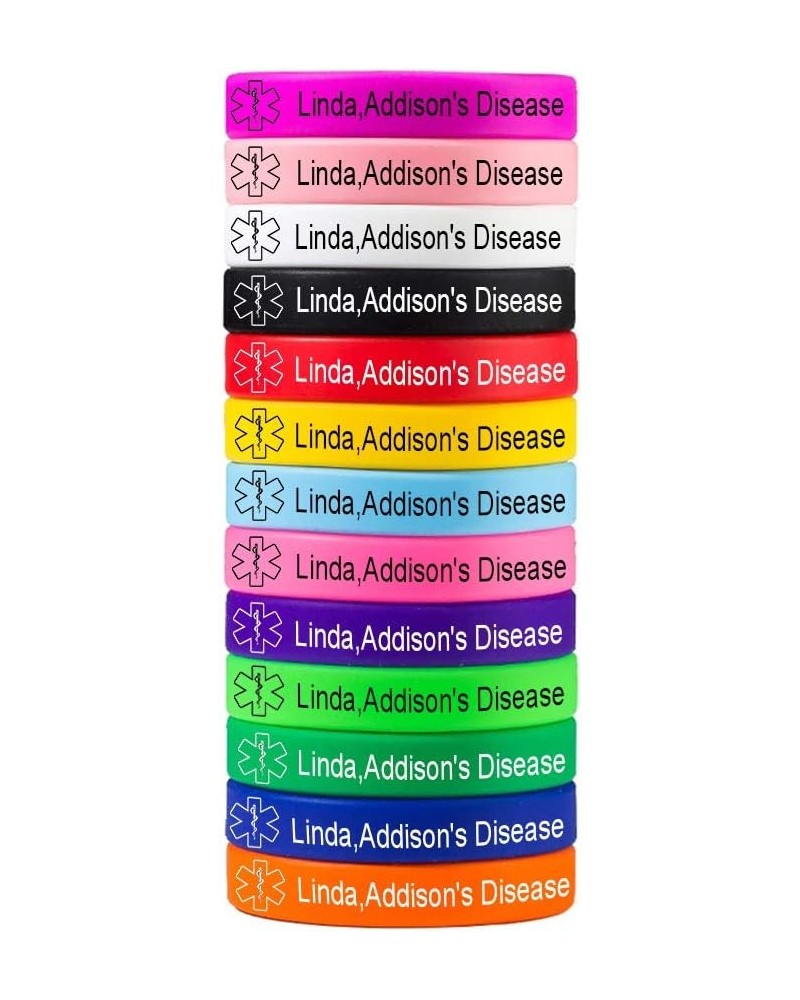 SHNIAN 13-Pack Free Engraved Medical Alert Bracelet COVID-19 Vaccinated Bracelet 12MM Silicone Rubber Waterproof Comfortable ...