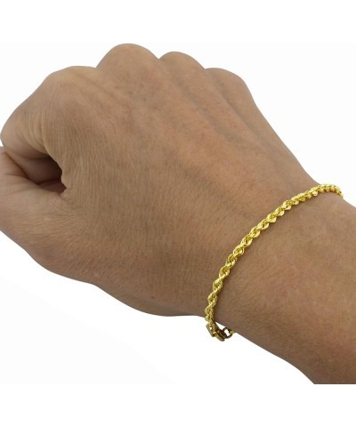 10k Yellow Gold 2mm Rope Chain Diamond Cut Bracelet or Anklet, Womens Jewelry Lobster Clasp 7" 7.5" 8" 8.5" 9 Yellow 7.5 $54....