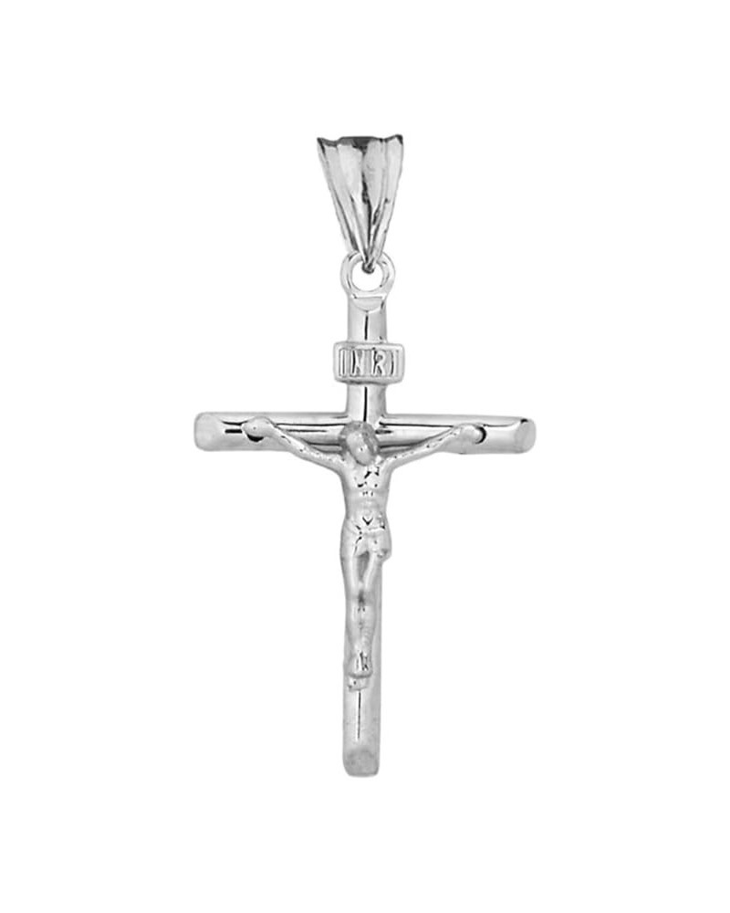 Dainty Jesus Christ INRI Crucifix Cross Pendant (0.90") in Solid Sterling Silver $10.25 Pendants