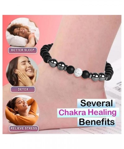 Obsidian Anklet for Women Men Slimming Chakra Ore Bracelet Anti Swelling Healing Stone Anklet Xmas Gift for Family 1PC Obsidi...