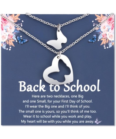 Back to School Gifts, Back to School Necklace Mommy and Me, First Day of School Butterfly Necklaces, Matching Necklace for Mo...