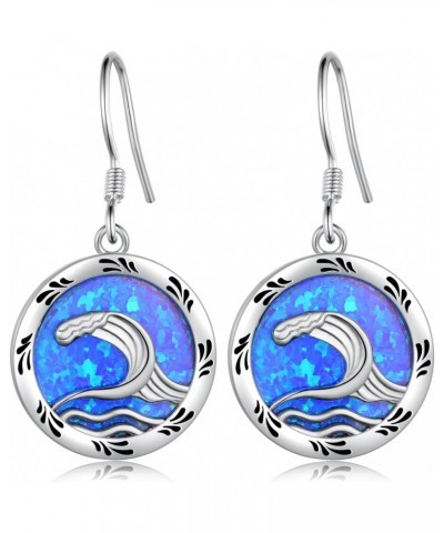 Ocean Wave Earrings Sterling Silver Beach Opal Dangle Earrings Ocean Jewelry Gifts for Women Girls $13.60 Earrings