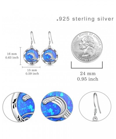 Ocean Wave Earrings Sterling Silver Beach Opal Dangle Earrings Ocean Jewelry Gifts for Women Girls $13.60 Earrings