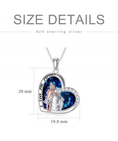 S925 Sterling Silver Daughter Heart Pendant Necklace from Dad Mom I Love You Forever Jewelry 11-01-Hug-Blue Heart Crystal $18...