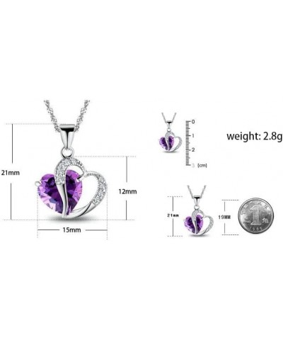 LAVEDA Heart shape Necklaces with Zirconia Gemstones For Women Girls Teen Sterling Silver Necklace Gift For Anniversary Valen...