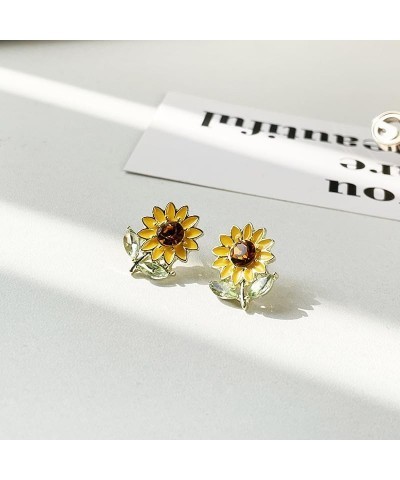 Sweet Sunflower Pearl Leaf Pendant Necklace Resin Daisy Flower Clavicular Chain Fashion Jewelry for Women with Stud Earrings ...