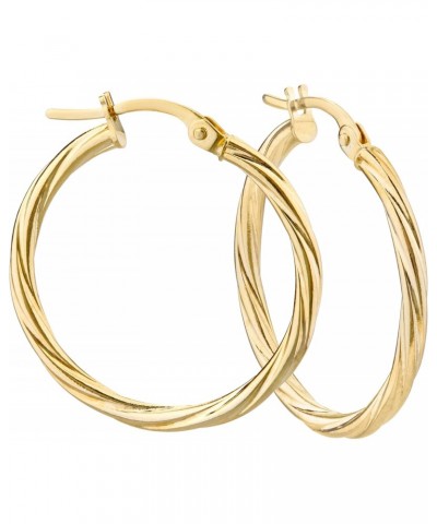 14k Gold Earrings Yellow Gold Small Twisted Hoop Earrings for Women $36.75 Earrings