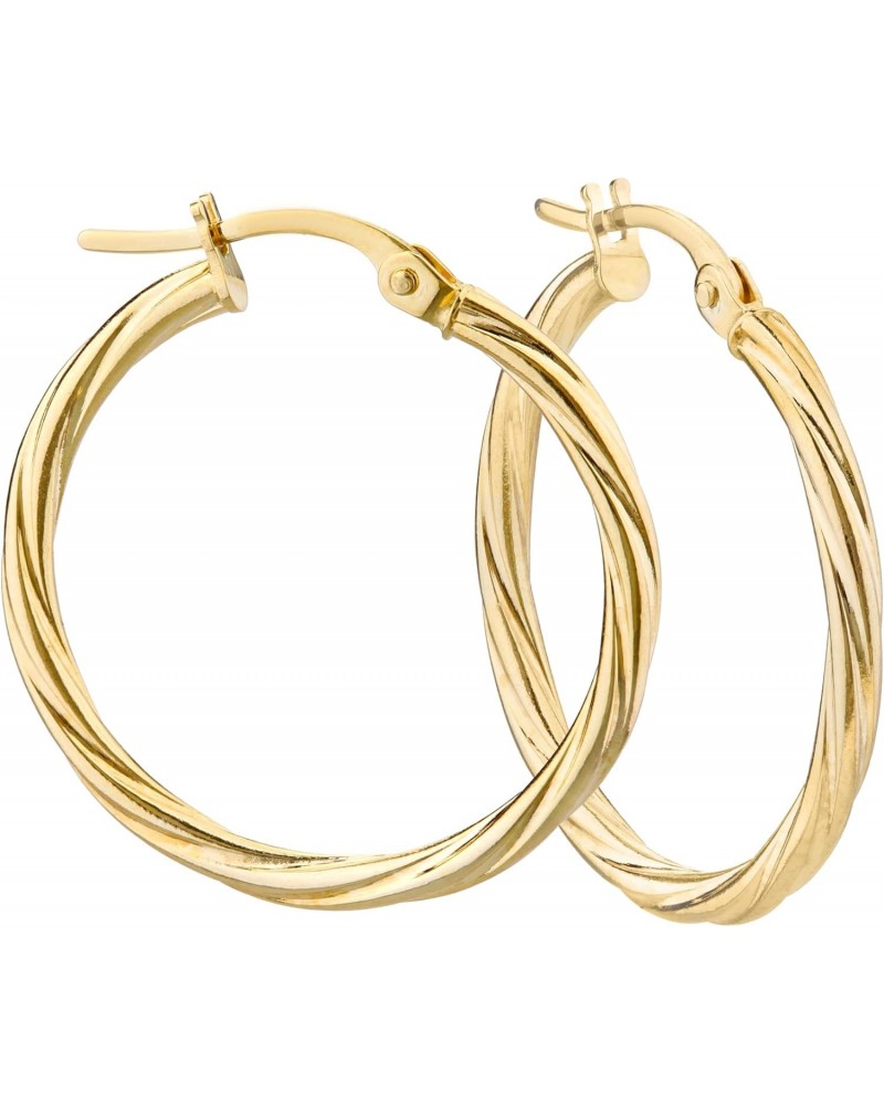 14k Gold Earrings Yellow Gold Small Twisted Hoop Earrings for Women $36.75 Earrings