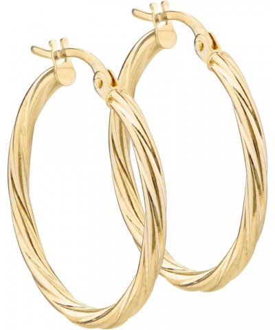 14k Gold Earrings Yellow Gold Small Twisted Hoop Earrings for Women $36.75 Earrings