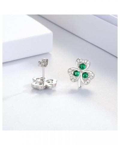 925 Sterling Silver Clover Stud Earrings Shamrock Irish Ear Studs St Patricks Day Jewelry Gifts for Girls Women Green 2 $14.2...