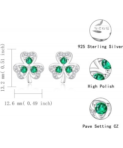 925 Sterling Silver Clover Stud Earrings Shamrock Irish Ear Studs St Patricks Day Jewelry Gifts for Girls Women Green 2 $14.2...