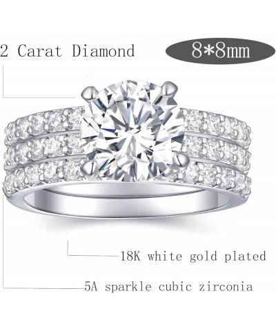 2 CT Round / Cushion / Oval / Rectangle / Marquise / Pearl Cubic Zirconia Engagement Rings for Women, 18K White Gold Plated F...